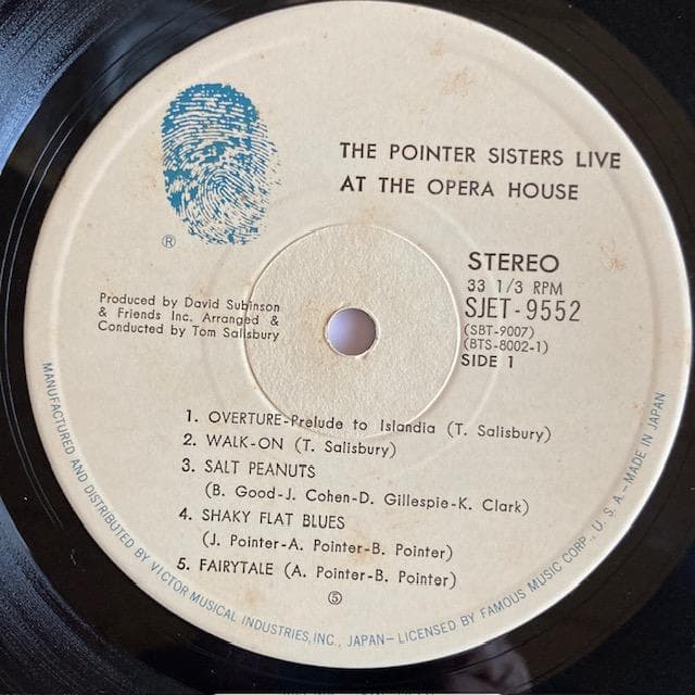 Pointer Sisters - Live At The Opera House 2LP Japan Vinyl with OBI SJET-9552-3
