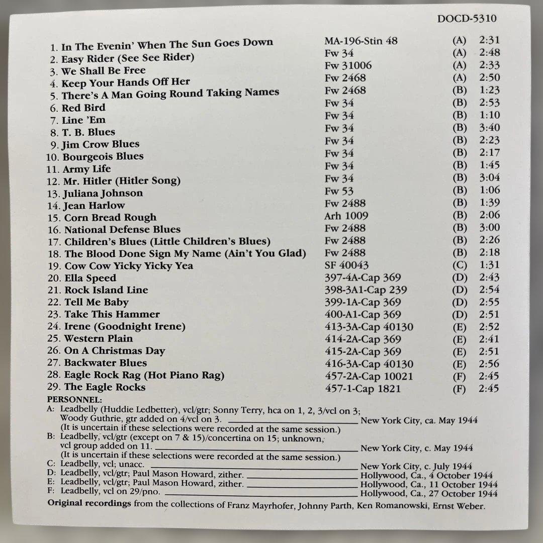 Leadbelly - Complete Recorded Works Vol. 4 (1939-1947) CD, 1994 Document Records