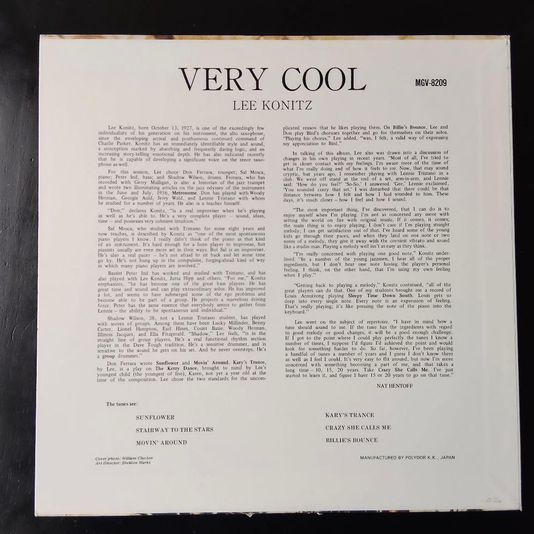 Lee Konitz Very Cool LP Verve Japan Import Used Album | Japansoundstore