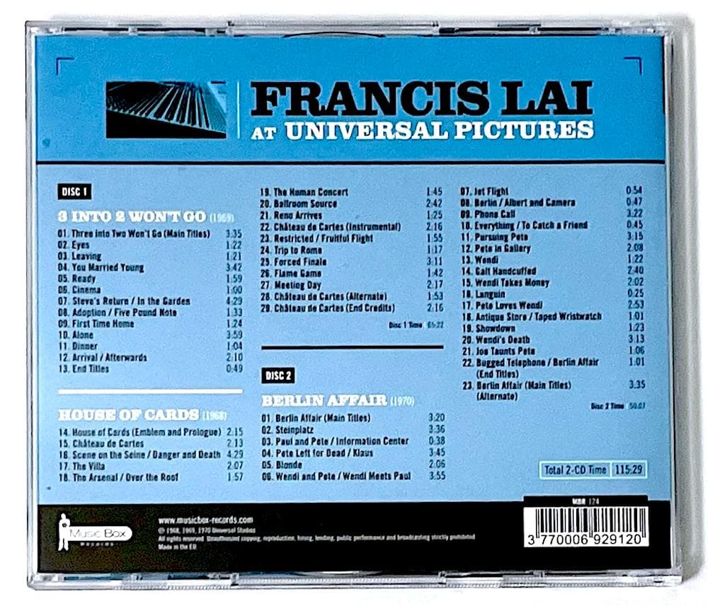 Francis Lai Soundtrack Collection 2CD Limited 750 Out of Print Used | Japansoundstore