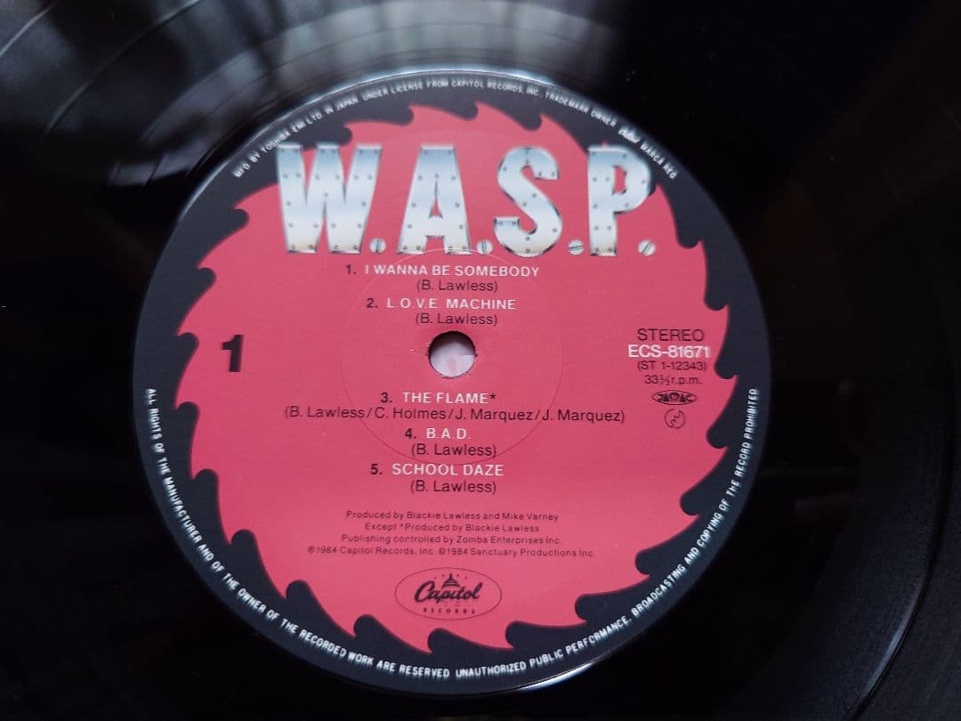 W.A.S.P. Self-Titled Debut LP Japan Original Pressing ECS-81671 w/ Obi & Liner