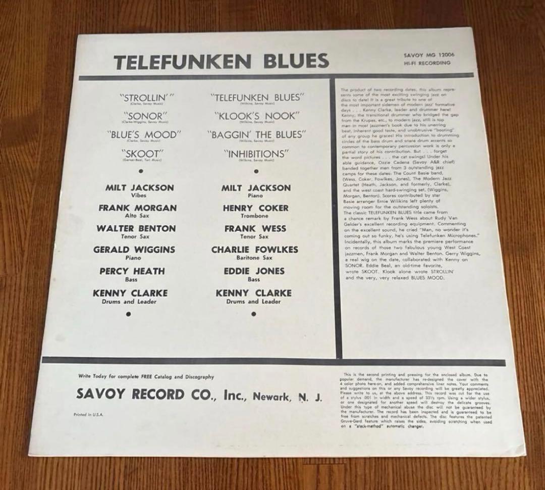 Kenny Clarke - Telefunken Blues LP Savoy MG 12006 Milt Jackson Jazz Vinyl US