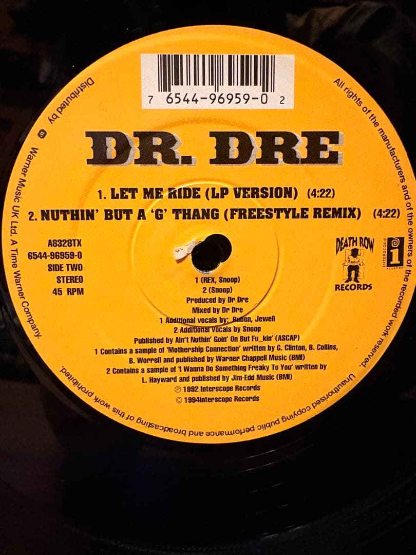 Dr. Dre - Nuthin' But A "G" Thang / Let Me Ride 12" Vinyl UK Pressing