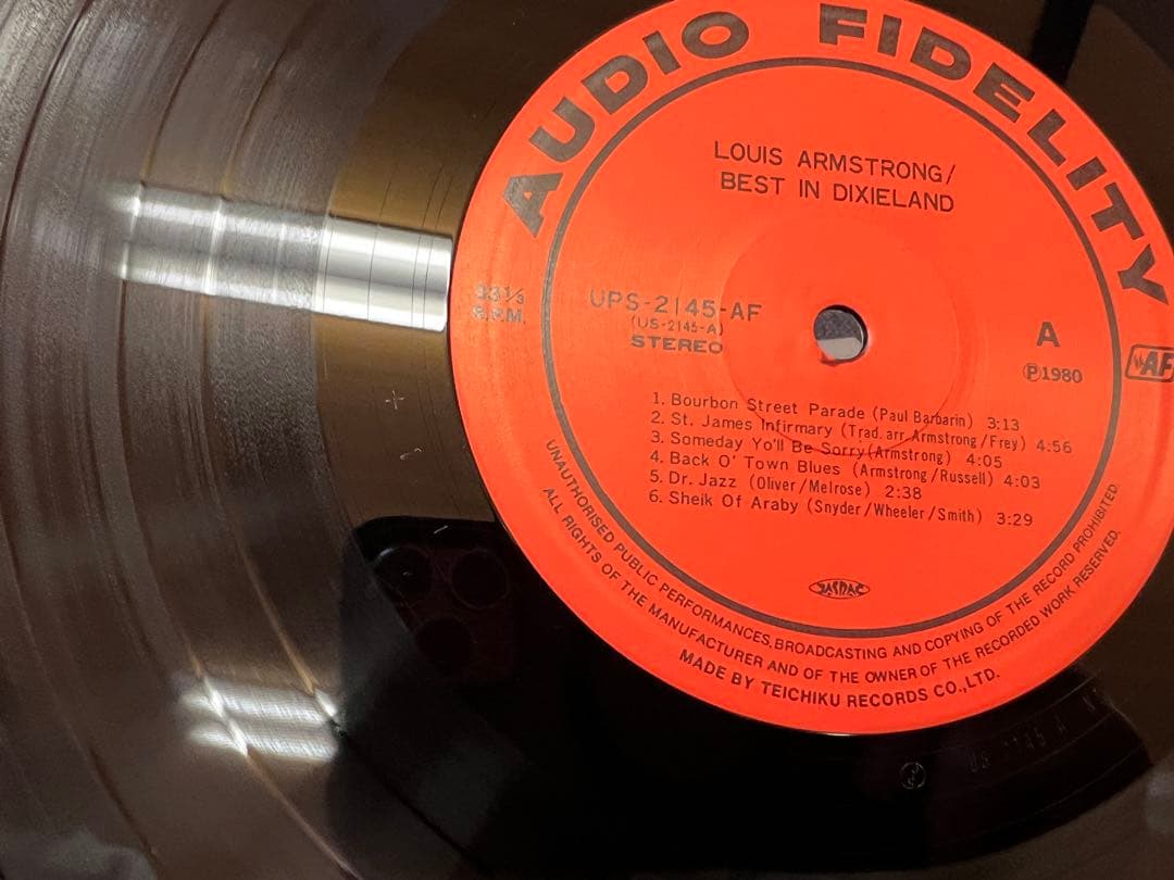 Louis Armstrong Best In Dixieland LP 1980 Japan Audio Fidelity Matrix N1/N1