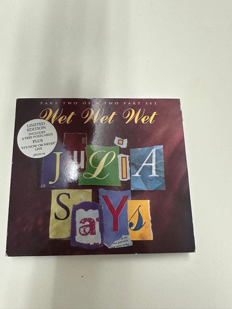 Wet Wet Wet - Julia Says Limited Edition CD, 1995, Includes Postcards