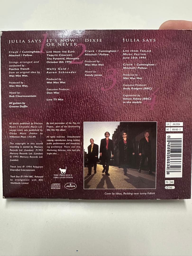 Wet Wet Wet - Julia Says Limited Edition CD, 1995, Includes Postcards