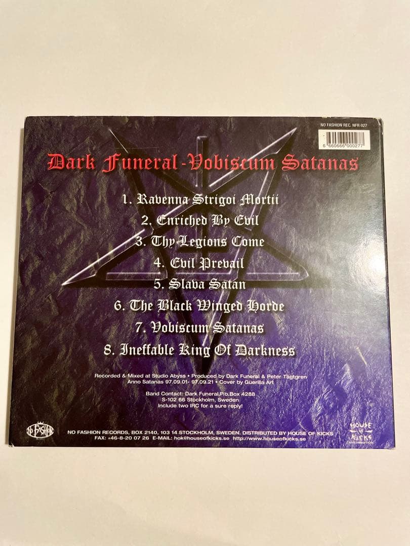 Dark Funeral - Vobiscum Satanas CD (1998, Original Digipak, No Fashion Records)