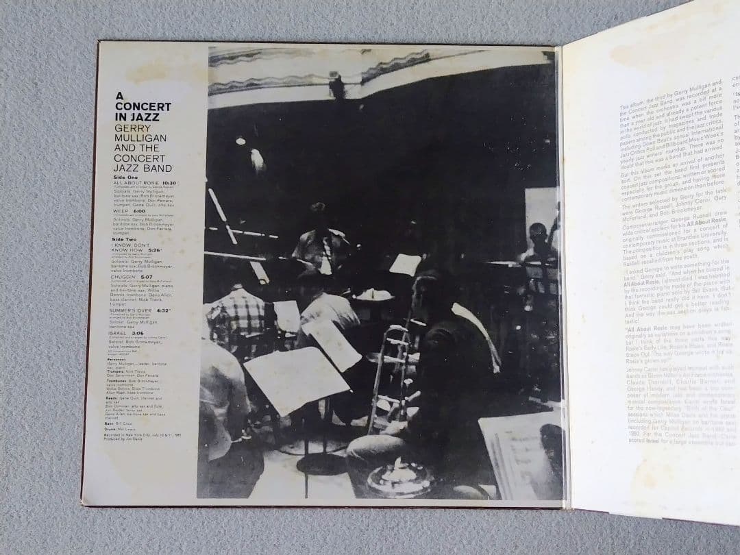 Gerry Mulligan - A Concert In Jazz Vinyl LP 1961 France Verve Jazz Record