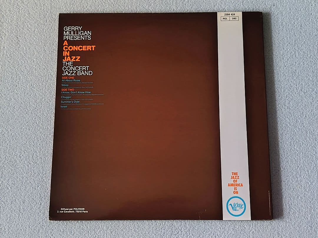 Gerry Mulligan - A Concert In Jazz Vinyl LP 1961 France Verve Jazz Record