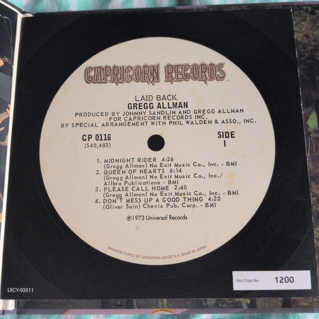 Greg Allman Laid Back Japan Mini LP Gatefold CD with OBI & Card_NEW | Japansoundstore