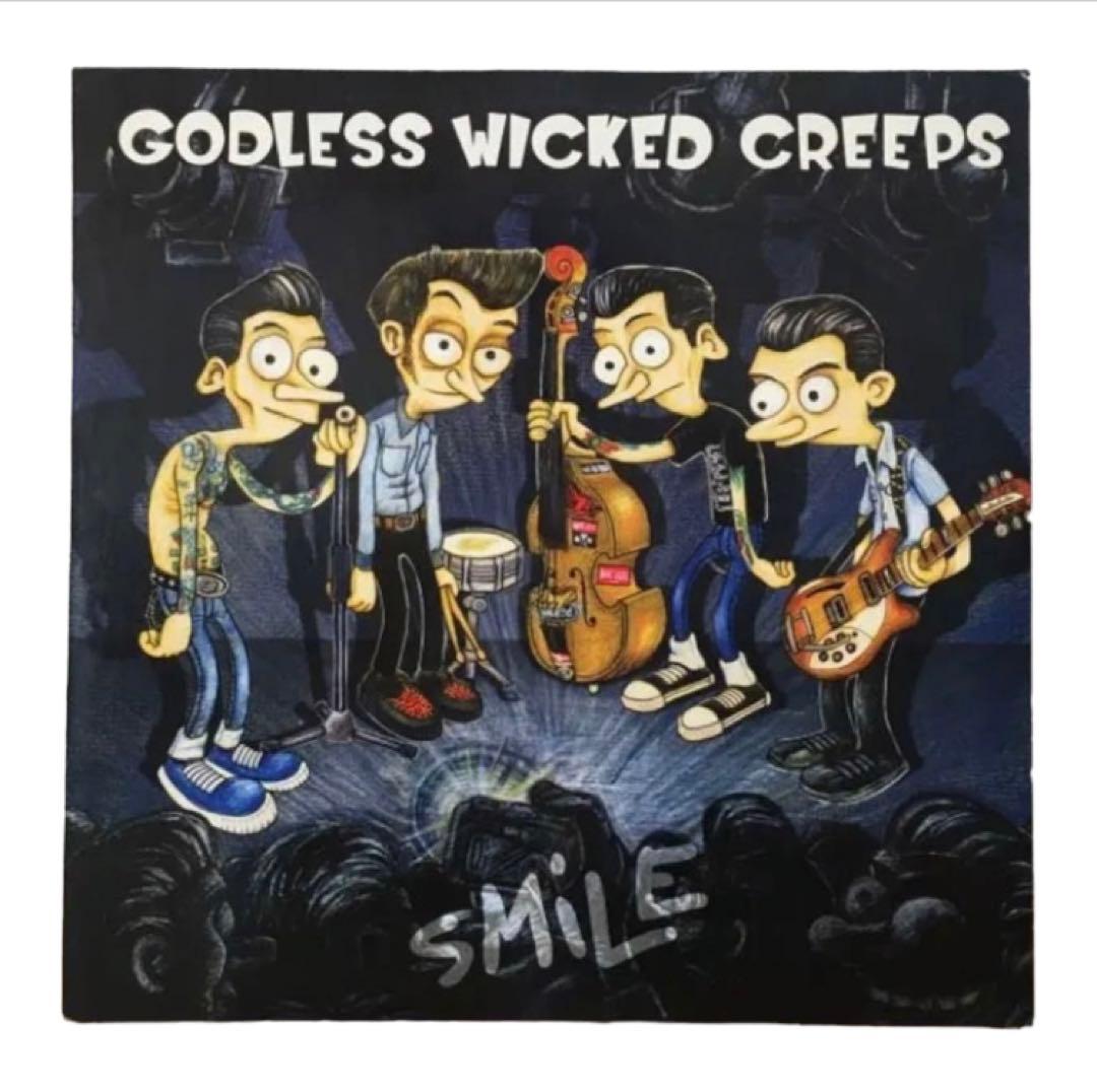 GODLESS WICKED CREEPS - SMiLE LP Rare Psychobilly Blue Vinyl