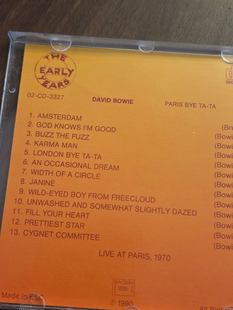 David Bowie Paris Bye Ta-Ta CD 1990 Live Recording Rare Early Years Edition