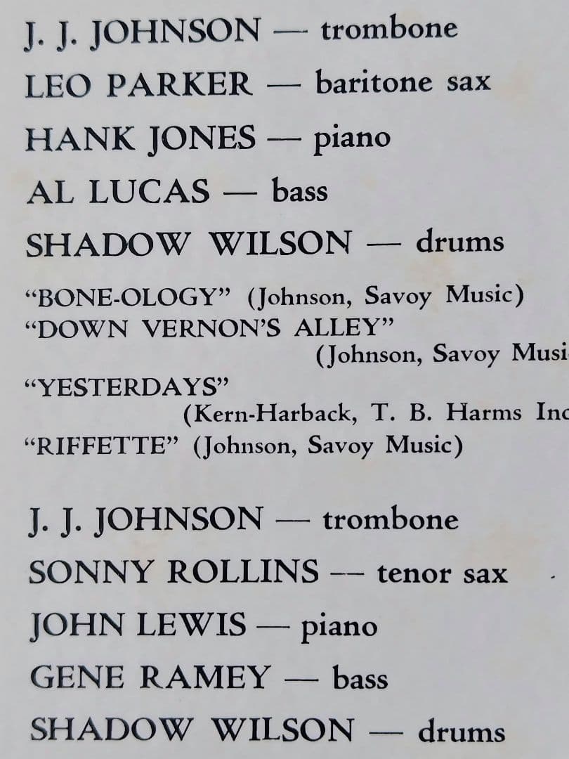 J.J. Johnson - Jazz Quintets LP Japan Arista Bebop Max Roach Sonny Rollins