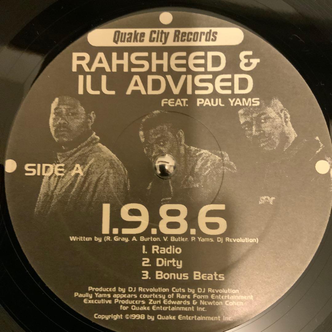 Rahsheed & Ill Advised - 1.9.8.6 - 12" Vinyl Hip Hop Quake City Records 1998