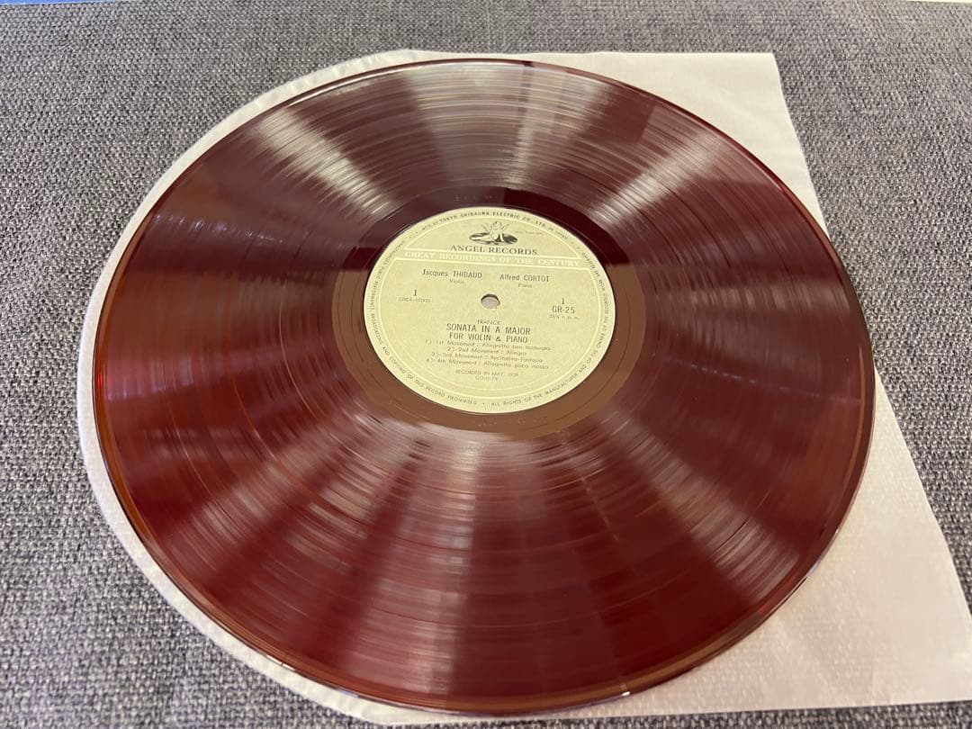 Thibaud & Cortot Franck Fauré Sonata Red Vinyl LP Angel GR-25 Japan Classical