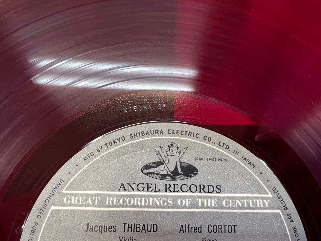 Thibaud & Cortot Franck Fauré Sonata Red Vinyl LP Angel GR-25 Japan Classical