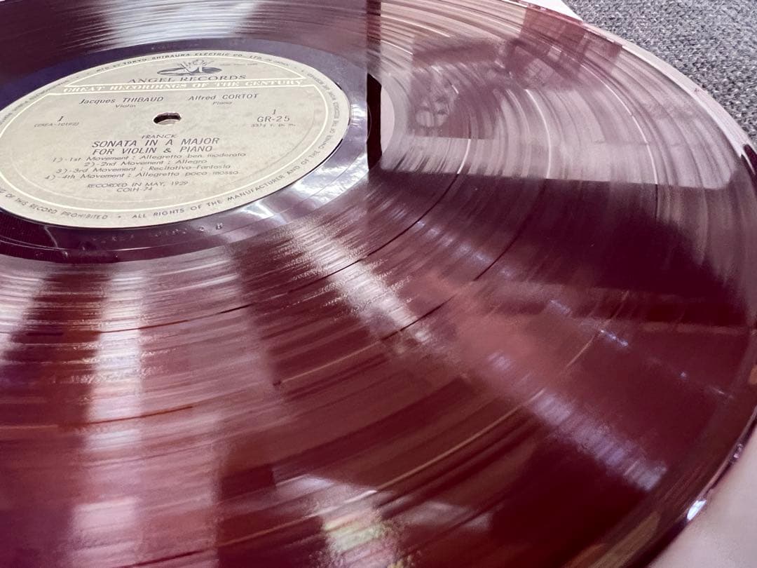 Thibaud & Cortot Franck Fauré Sonata Red Vinyl LP Angel GR-25 Japan Classical