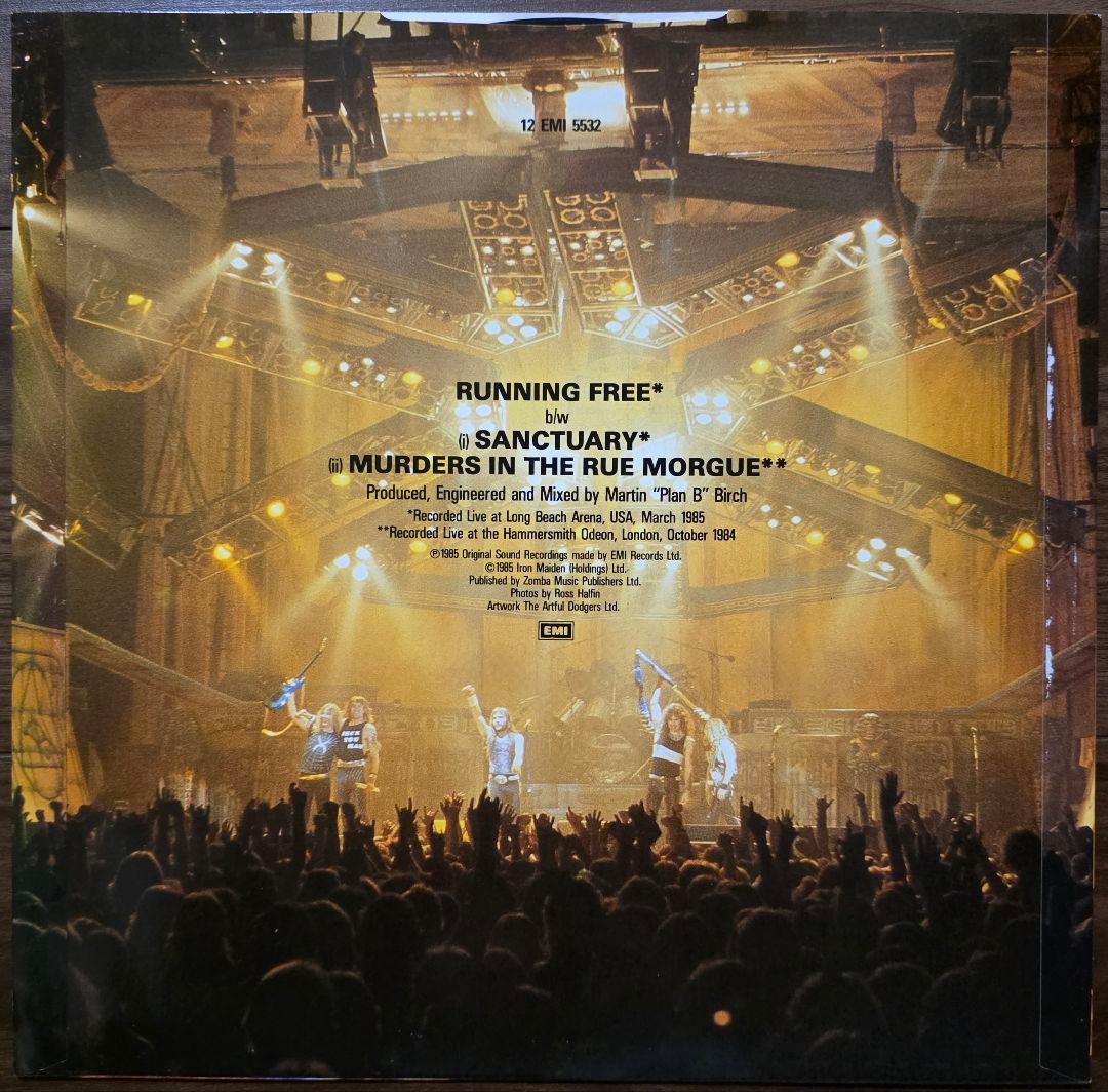 IRON MAIDEN Running Free 12" Vinyl EP Live Tracks 1985 Heavy Metal