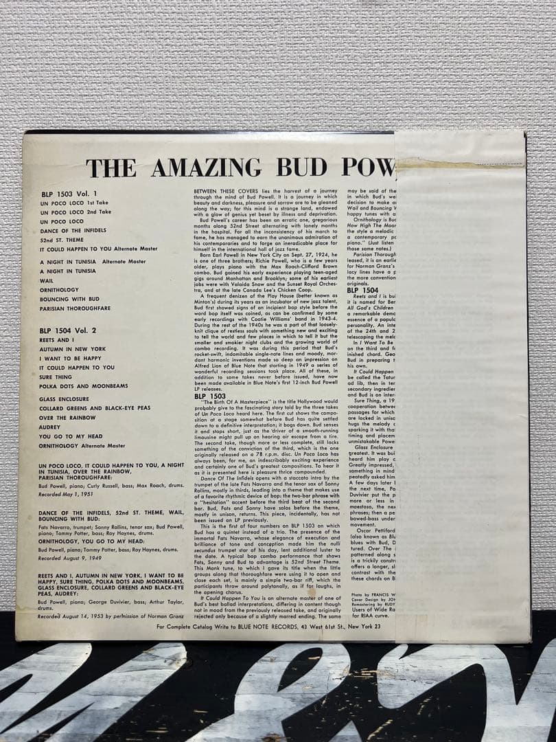 Bud Powell The Amazing Bud Powell Vol 1 Vinyl LP Japan NR-8832 Jazz Blue Note