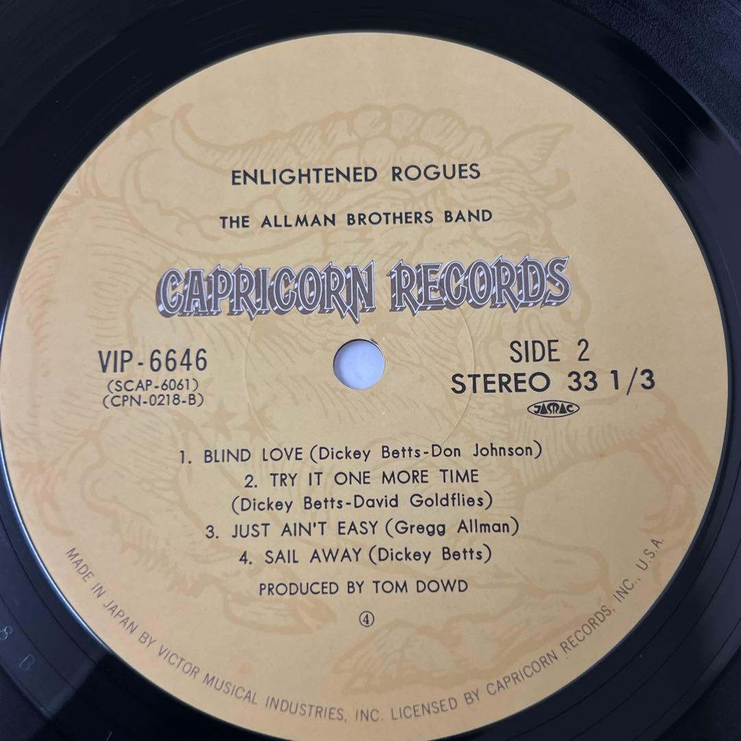The Allman Brothers Band Enlightened Rogues Japan LP Vinyl with Obi Included