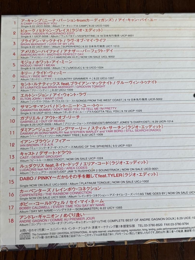 Various Artists U-mode D-1 August 2001 Japan Promo CD Not For Sale Rare Sample