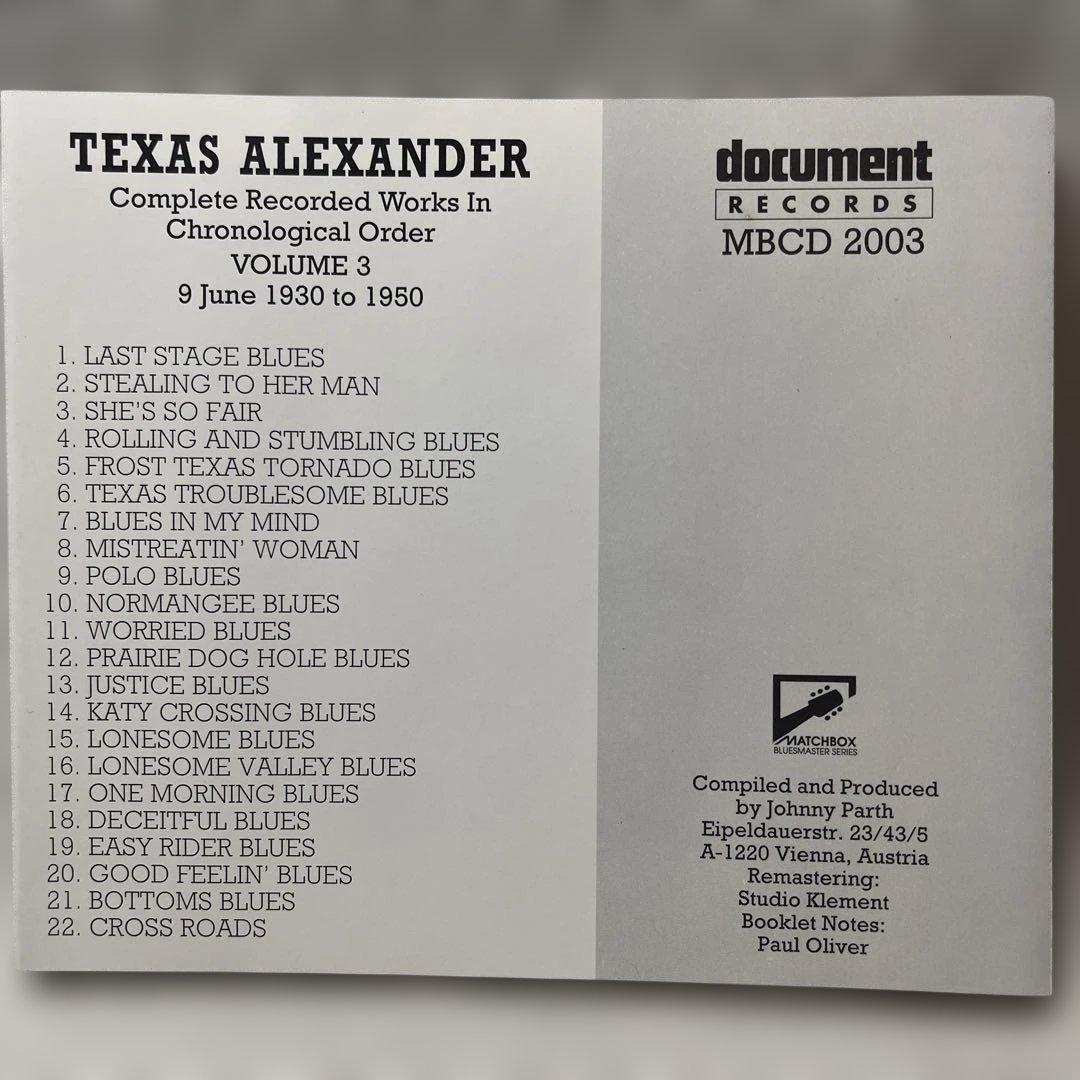 Texas Alexander - Complete Recorded Works Vol. 3 (1930-1950) CD Document Records