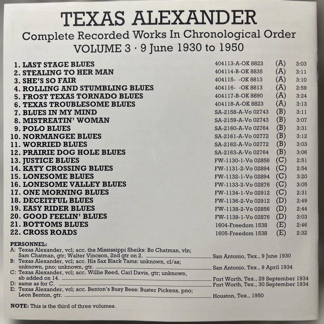 Texas Alexander - Complete Recorded Works Vol. 3 (1930-1950) CD Document Records