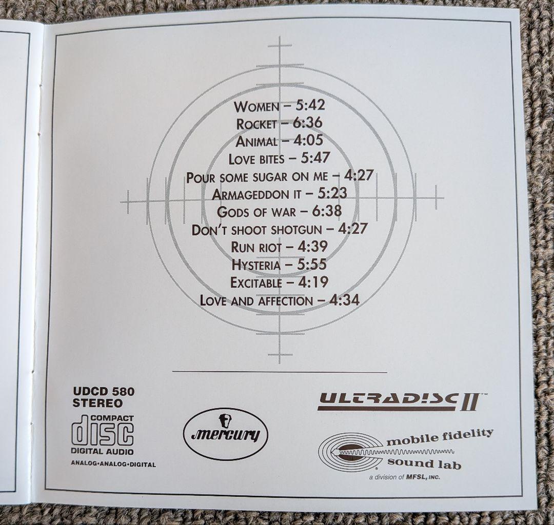 Def Leppard Hysteria Mobile Fidelity Sound Lab Ultradisc II 24K Gold CD UDCD 580