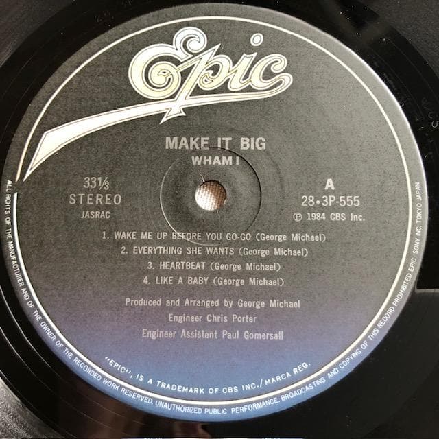 WHAM! Make It Big Japan LP 1984 28-3P-555 With Obi + Inserts/Pin-ups