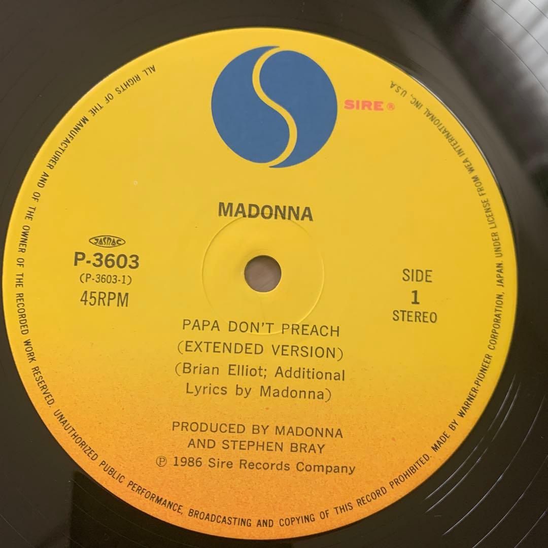 Madonna Papa Don't Preach 12" Single 1986 Japan Pressing P-3603 With Obi