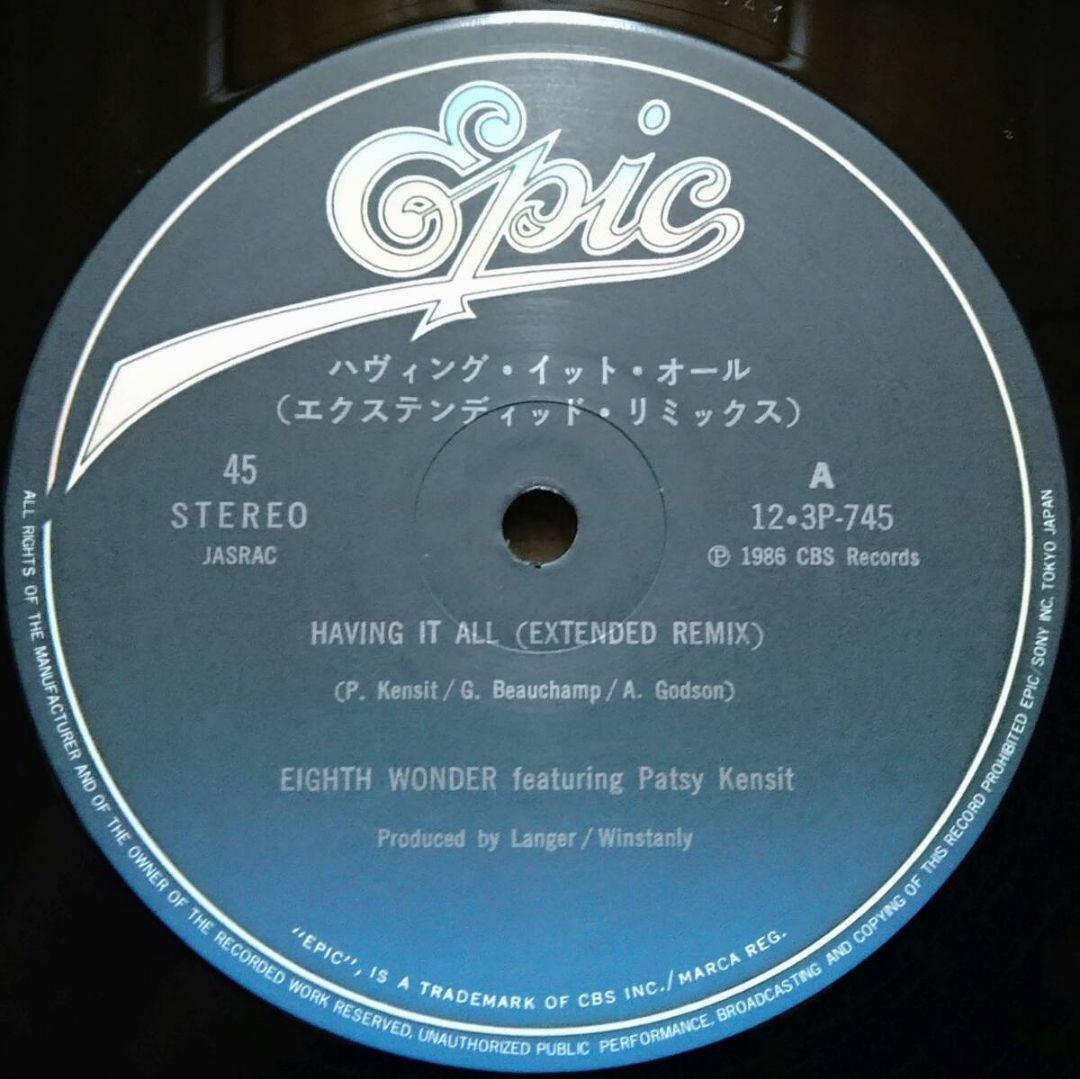Eighth Wonder - Having It All 12" Single Japan Epic 12・3P-745 Patsy Kensit