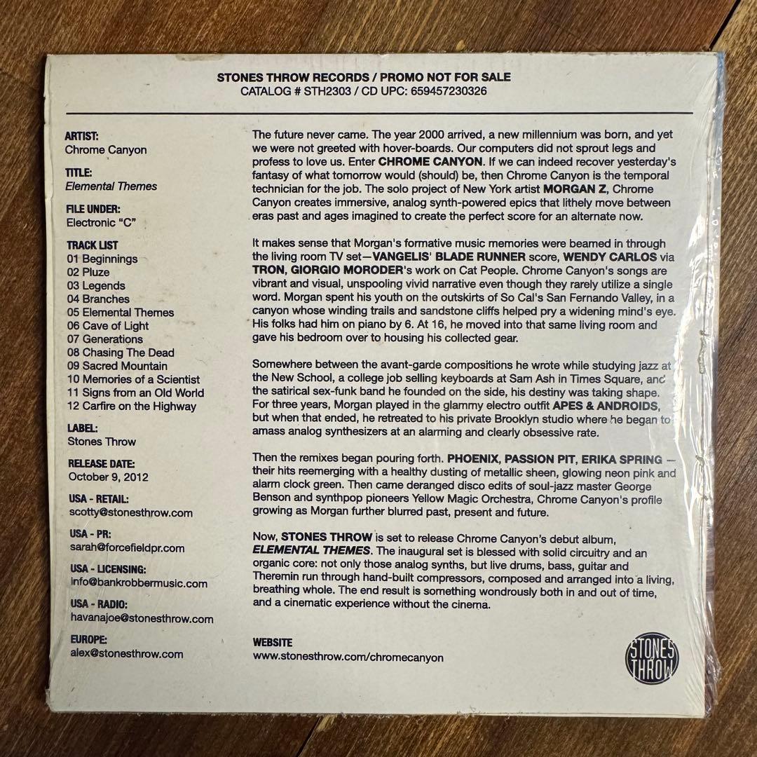 Chrome Canyon Elemental Themes CD Stones Throw Records Promo 2012 Electronic