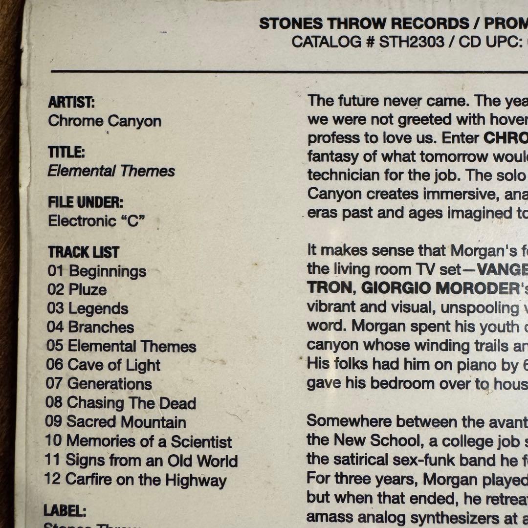 Chrome Canyon Elemental Themes CD Stones Throw Records Promo 2012 Electronic