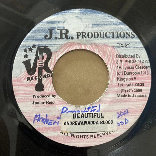 Andrew & Wadda Blood Beautiful 7" Vinyl Record 2000 J.R. Records Reggae