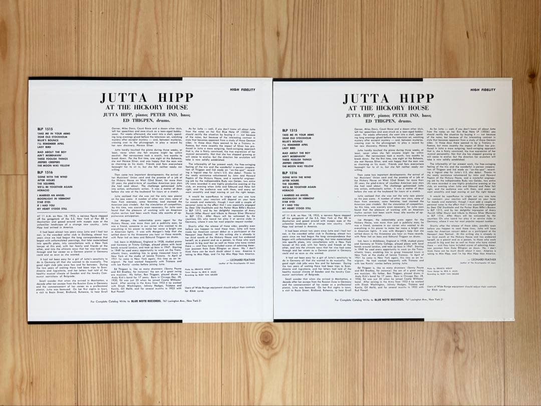 Jutta Hipp - At The Hickory House Vol 1 & 2 Japan 2LP Blue Note Premium Reissue
