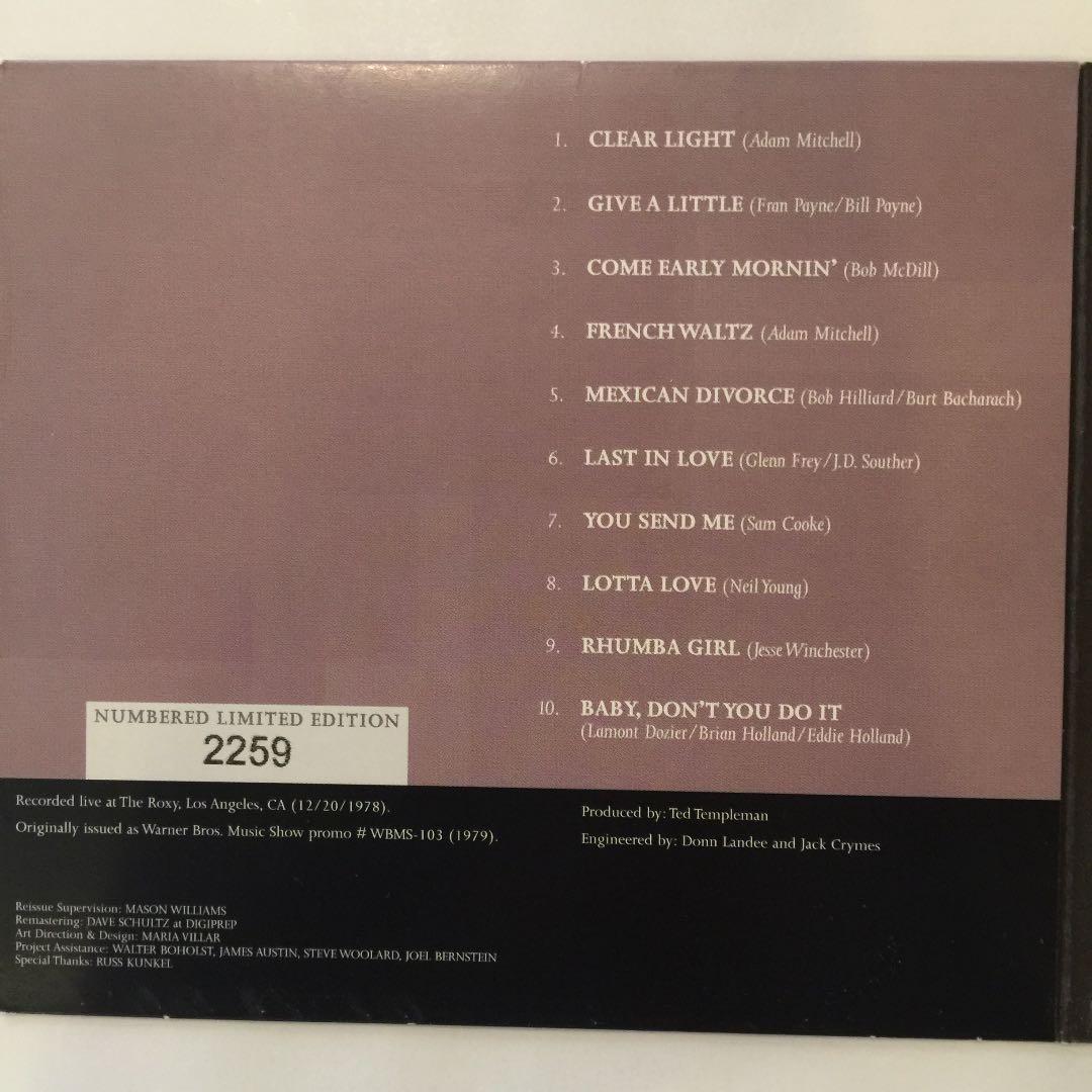 Nicolette Larson - Live at the Roxy CD Limited Numbered Edition 2006 Rhino