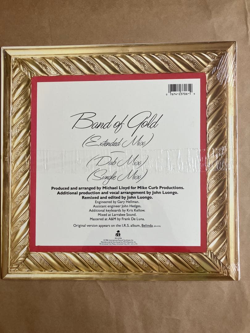 Belinda Carlisle - Band of Gold 12" Vinyl, Limited Edition Gold Color, I.R.S.
