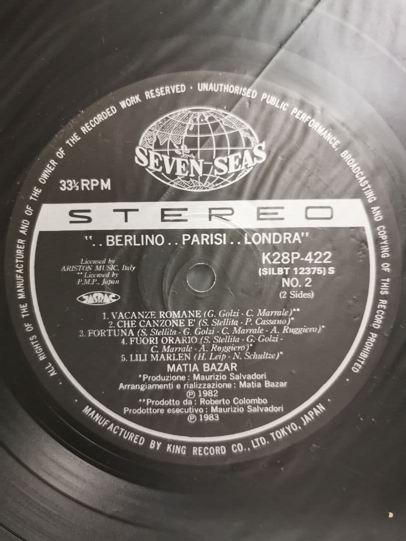 Matia Bazar - Berlino..Parisi..Londra Vinyl LP Japan K28P422 w/ Obi