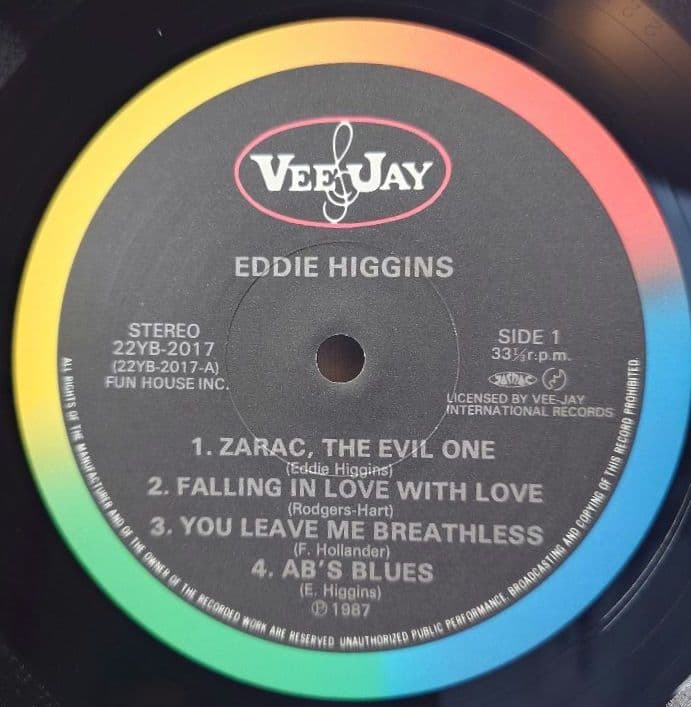 Eddie Higgins +2 Vinyl LP 1987 Japan Pressing Vee Jay Jazz Series 22YB-2017 Obi