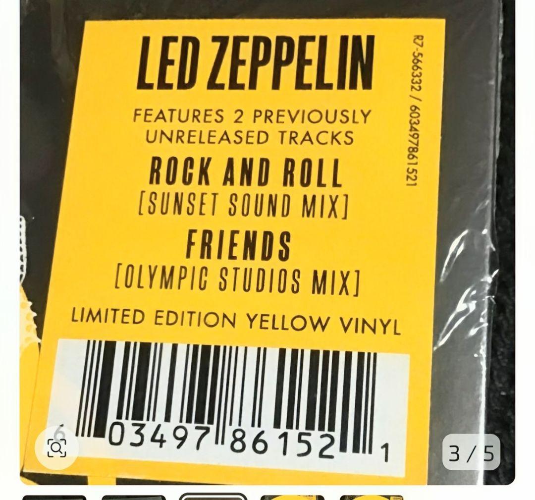 Led Zeppelin Rock And Roll / Friends Vinyl 7-inch Record Store Day 2018 Yellow