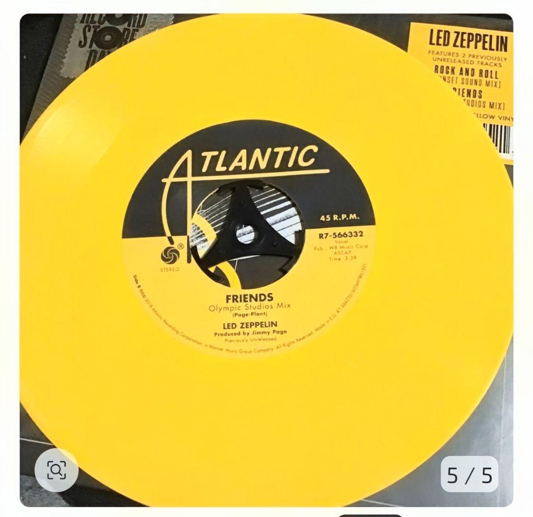 Led Zeppelin Rock And Roll / Friends Vinyl 7-inch Record Store Day 2018 Yellow