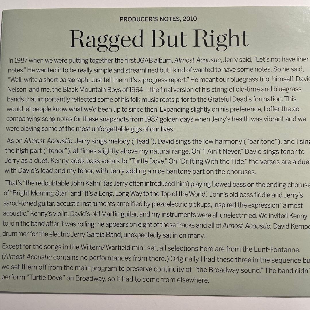Jerry Garcia Acoustic Band - Ragged But Right CD 2010 Japan Press Live Folk