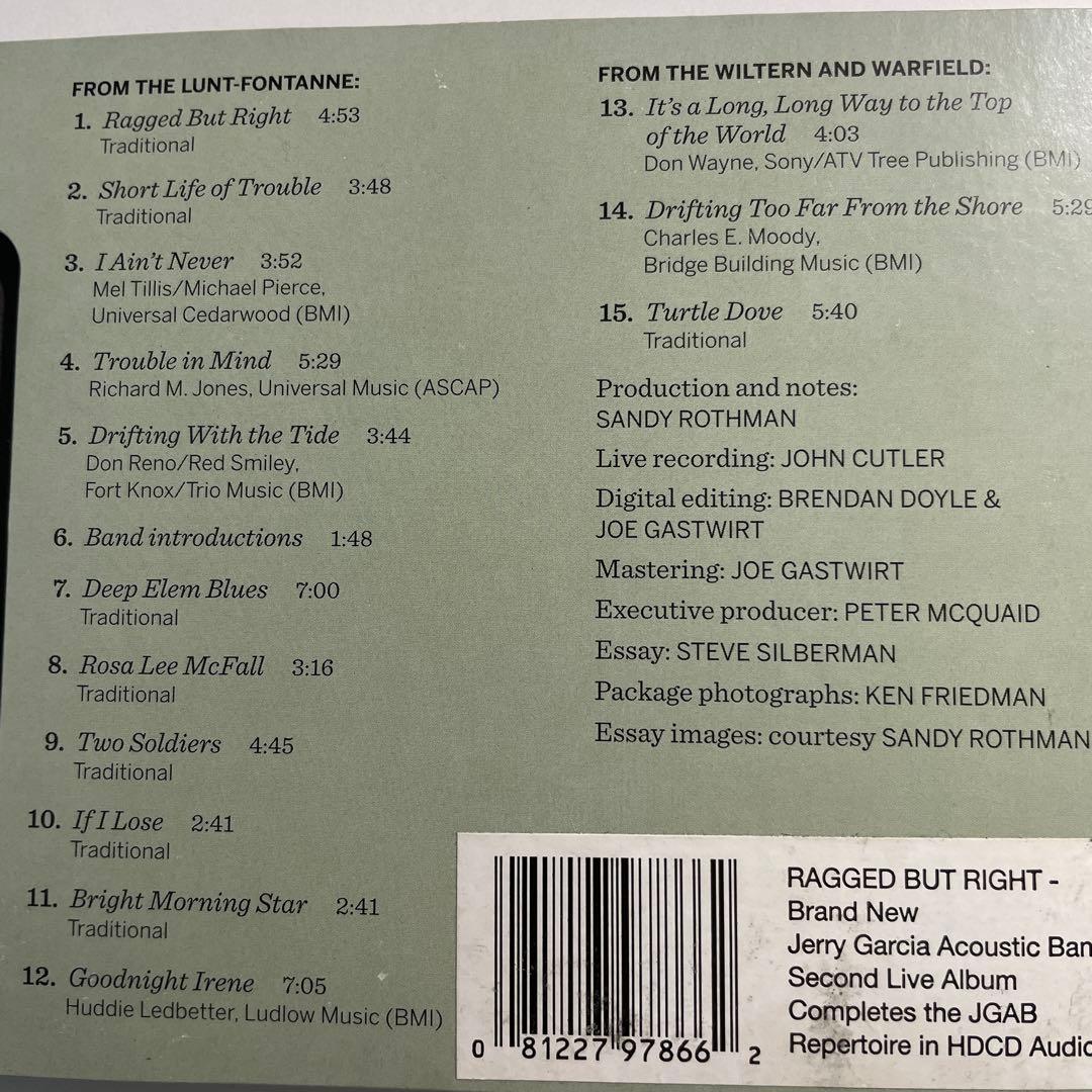 Jerry Garcia Acoustic Band - Ragged But Right CD 2010 Japan Press Live Folk