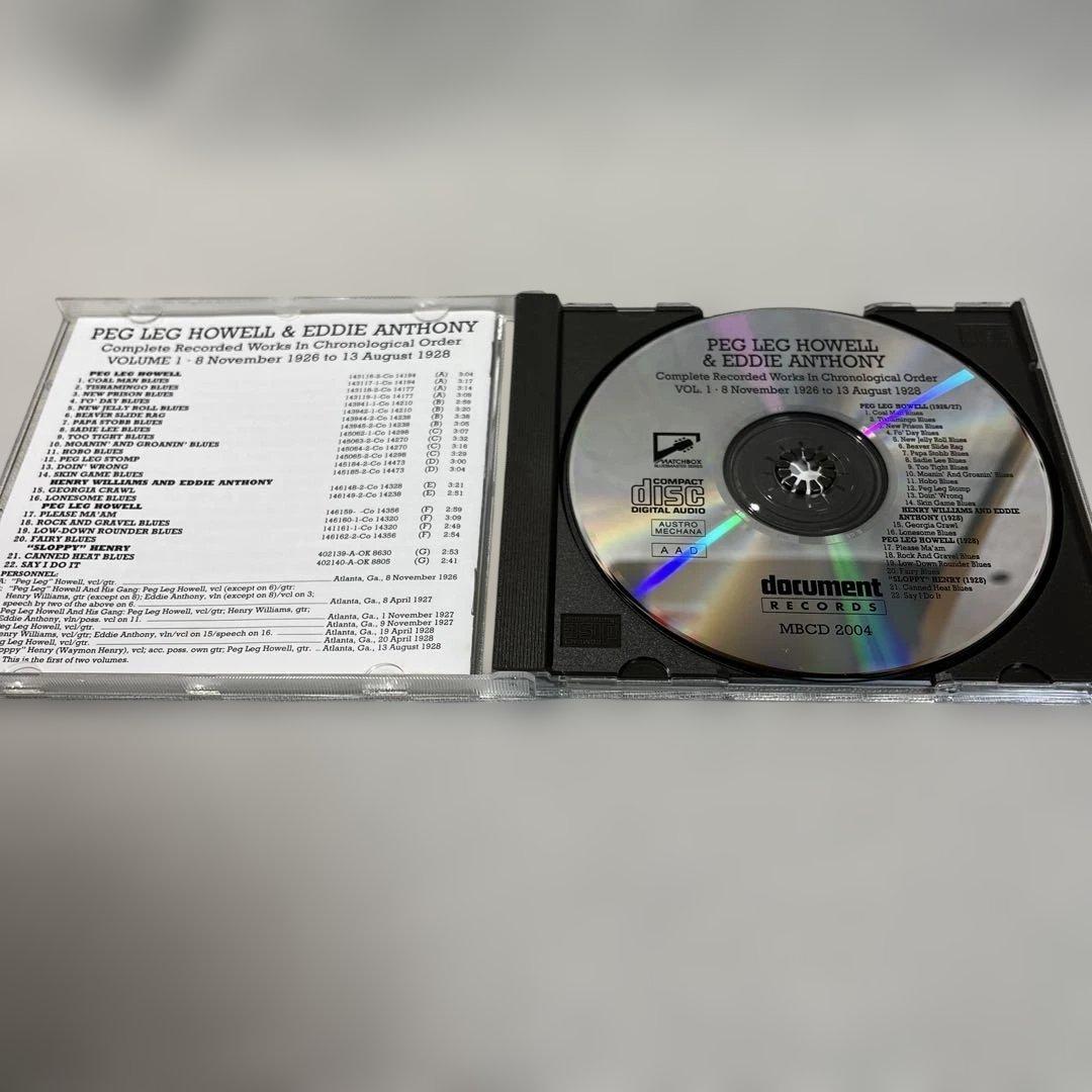 Peg Leg Howell & Eddie Anthony CD Complete Recordings Vol. 1 Matchbox Blues 1993