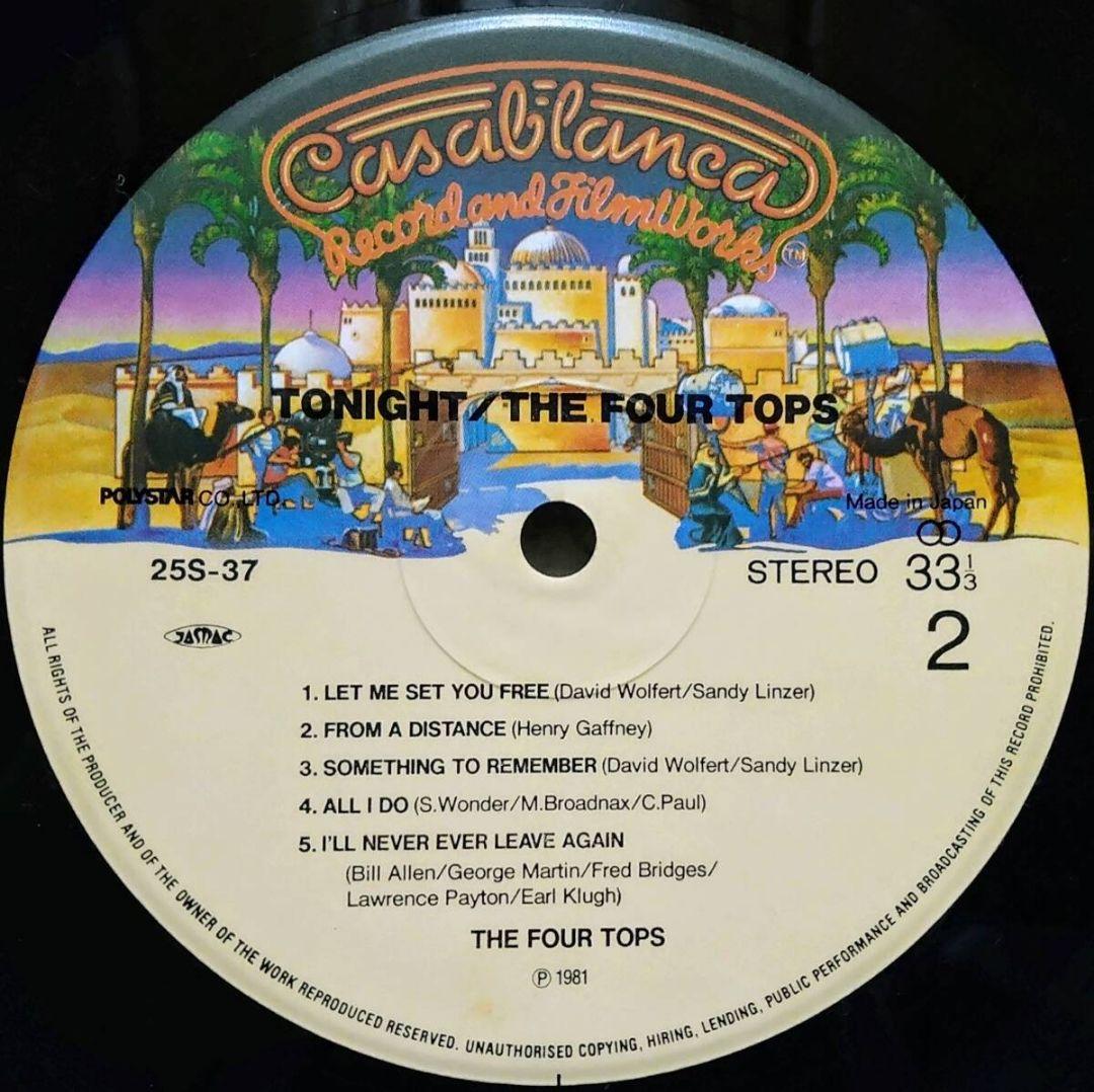 The Four Tops Tonight! Vinyl LP Japan 1981 Casablanca 25S-37 Soul R&B With Obi