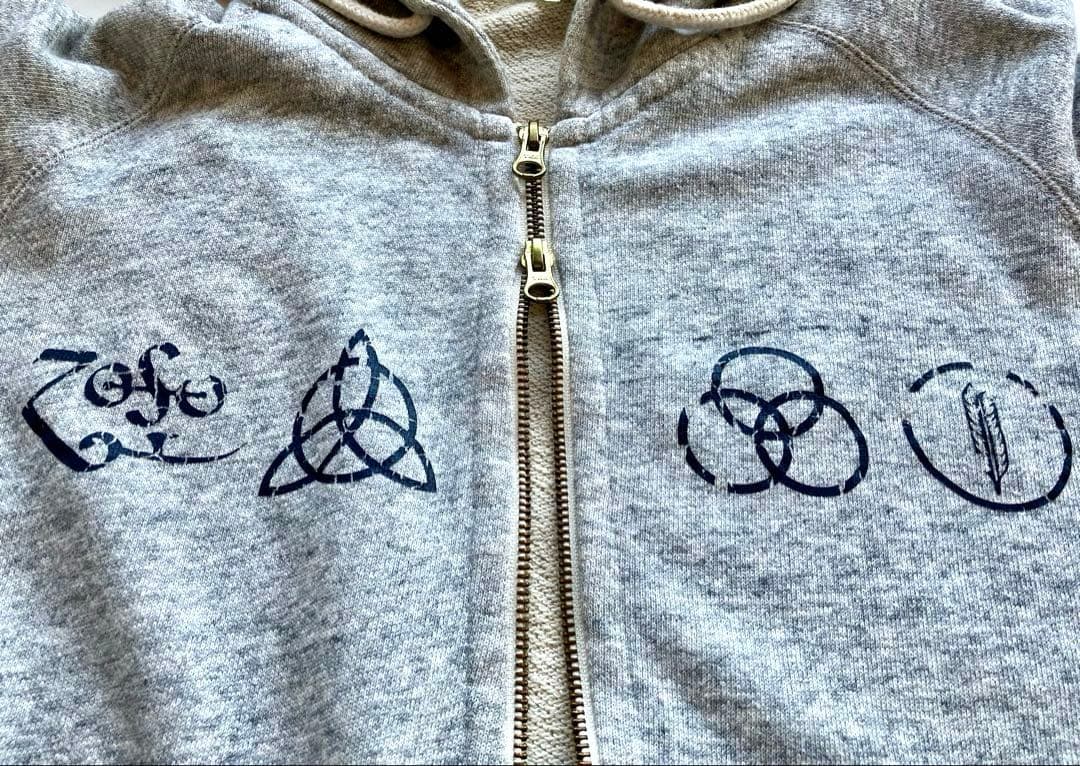 Led Zeppelin Hoodie, US Vintage, Gray, Size M, Zip-Up, Used, Rock Music | Japansoundstore