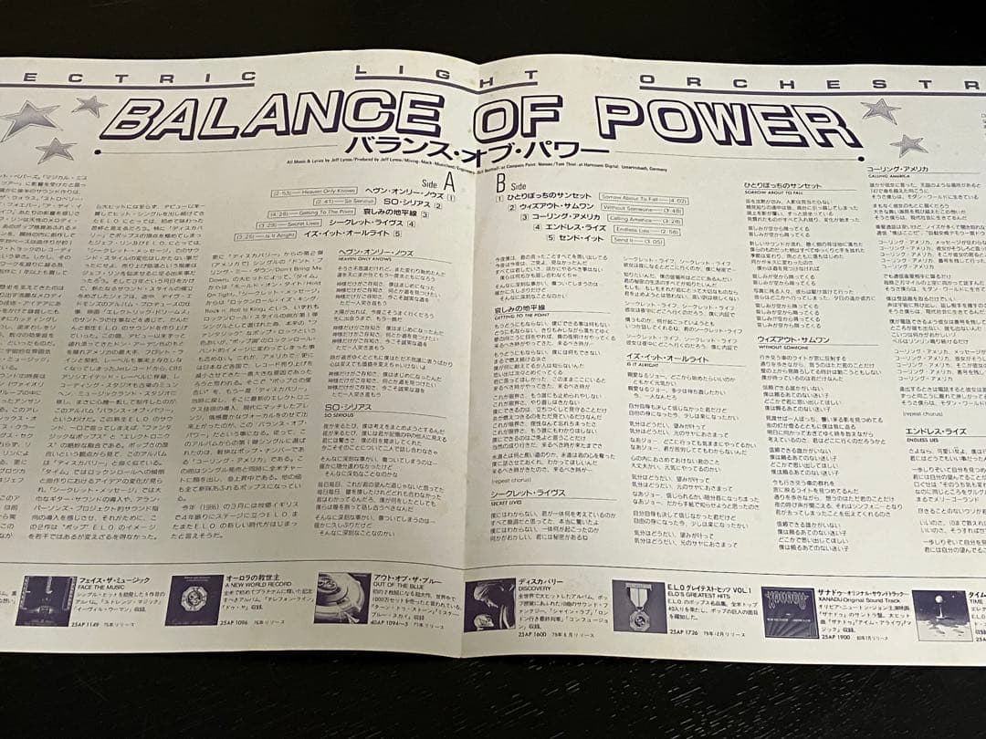 Electric Light Orchestra Balance of Power Japan LP Obi Shrink & Insert Excellent | Japansoundstore