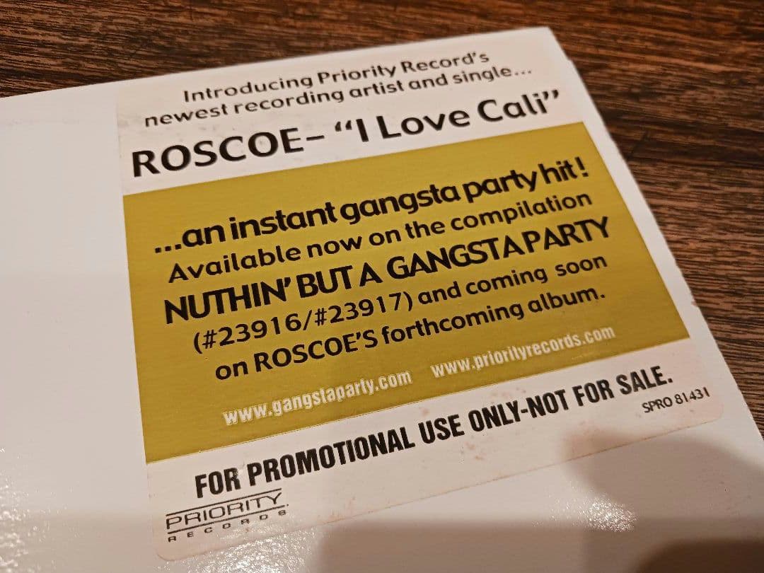 Roscoe - I Love Cali 12" Vinyl Record Original US Promo West Coast Hip Hop 2000