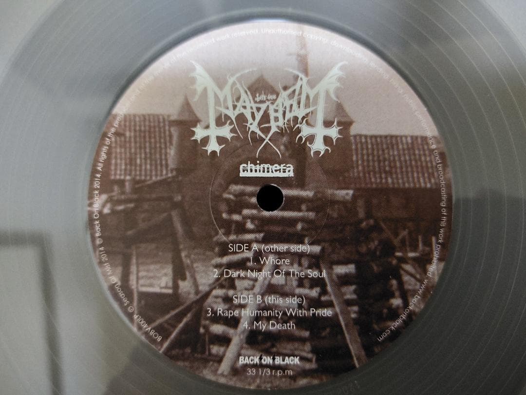 Mayhem - Chimera 2LP Clear Vinyl Gatefold Back On Black Reissue 2014