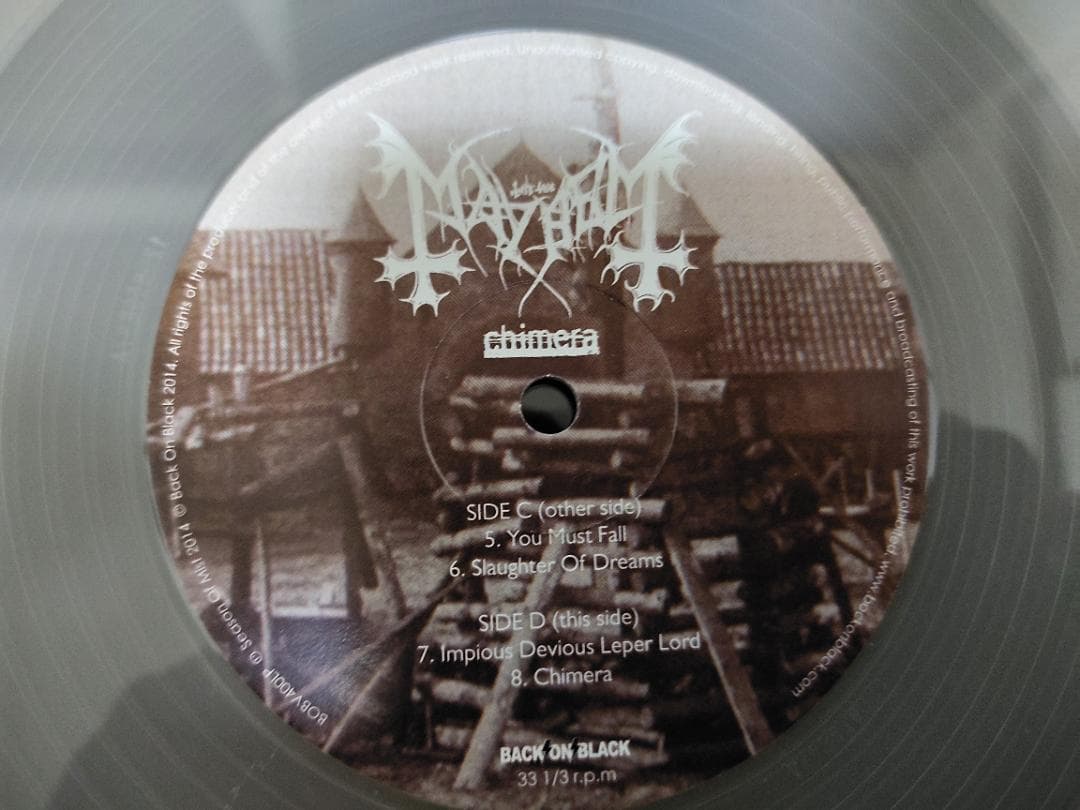 Mayhem - Chimera 2LP Clear Vinyl Gatefold Back On Black Reissue 2014